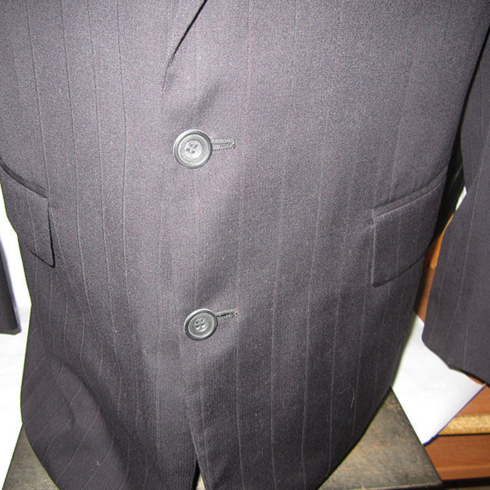 suit black pin striped coat slacks vitorufolo 2 pc - Picture 2 of 9